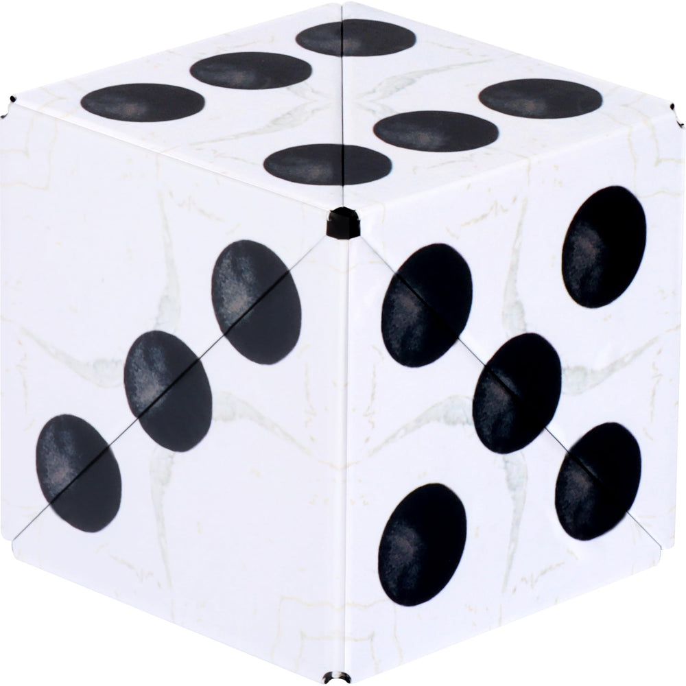 Shashibo magnetic cubes connected to create bigger structures and creative sculpture.