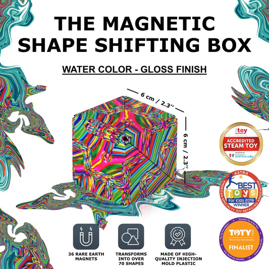 Shashibo magnetic cubes connect to form larger sculptures and collaborative play.