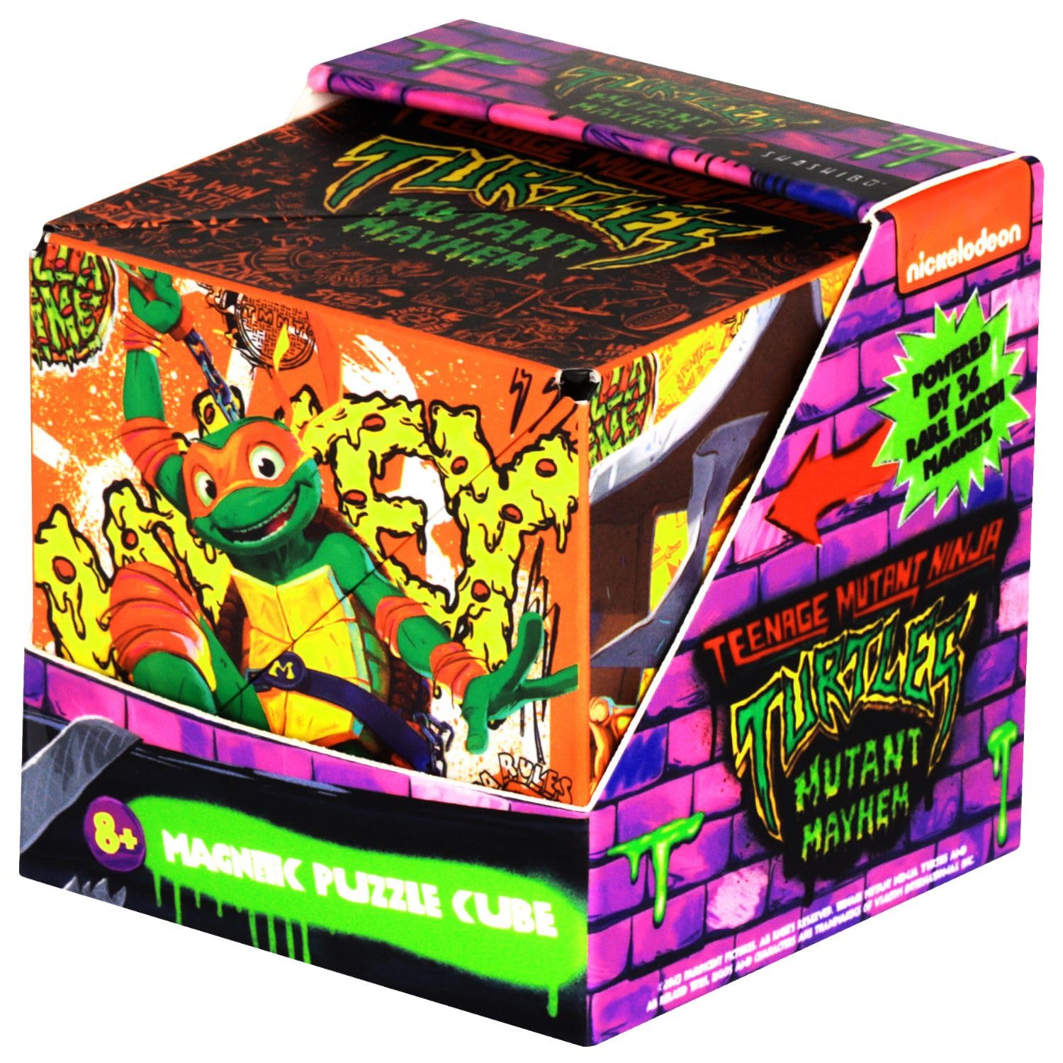 Shashibo Mikey box closeup showing magnetized puzzle surface for tactile play