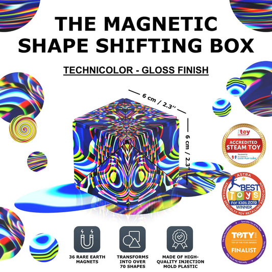 Shashibo transforming cube showing over 100 shapes for sensory play