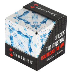 Shashibo shape-shifting box with magnets for endless transformations and tactile engagement.