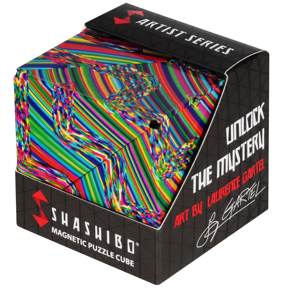 Shashibo shape shifting box showing 100+ shapes for immersive play and focus.