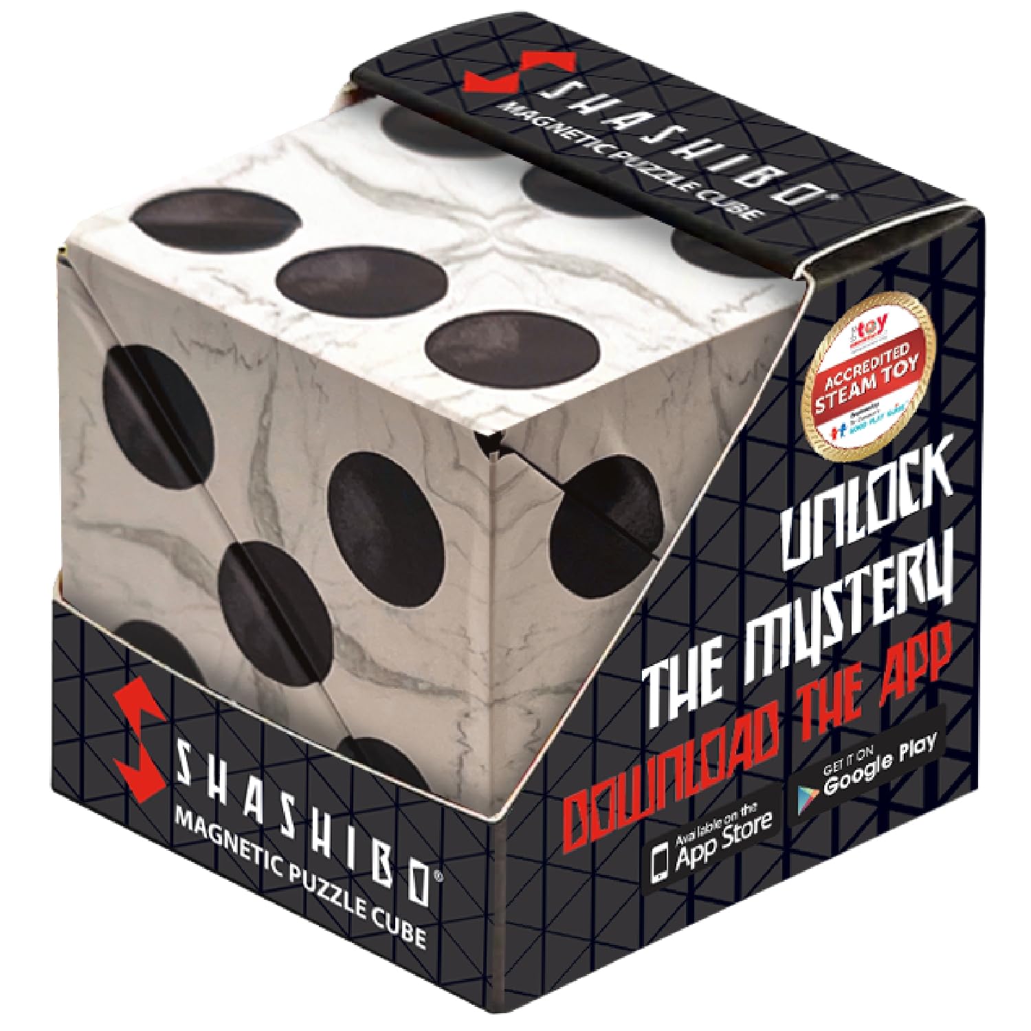 Shashibo shape shifting box in compact form for travel and focus.