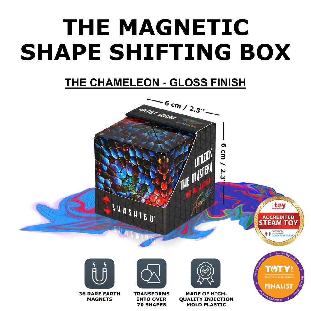 Shashibo transforms into multiple shapes for creative exploration.