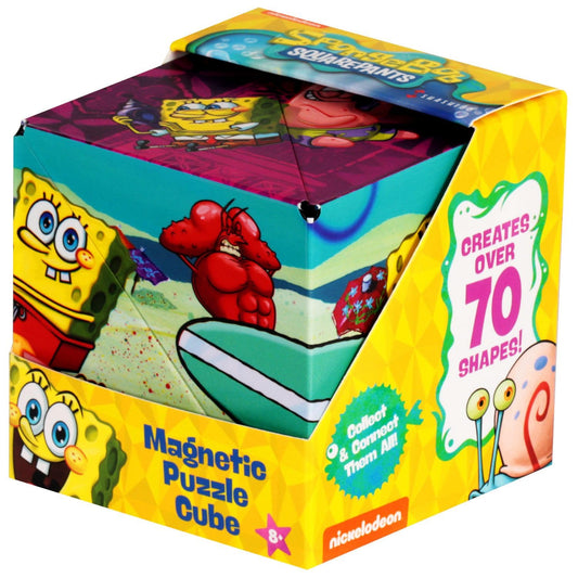 Shashibo SpongeBob front view showcases colorful underwater pattern and tactile grip.