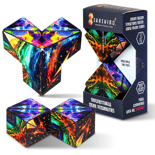 Shashibo Squared magnetic cubes with 72 magnets enabling focused play and shape shifting
