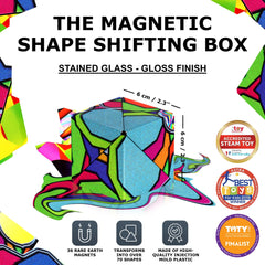 Shashibo Stained Glass Box open showing magnetic segments for reshaping