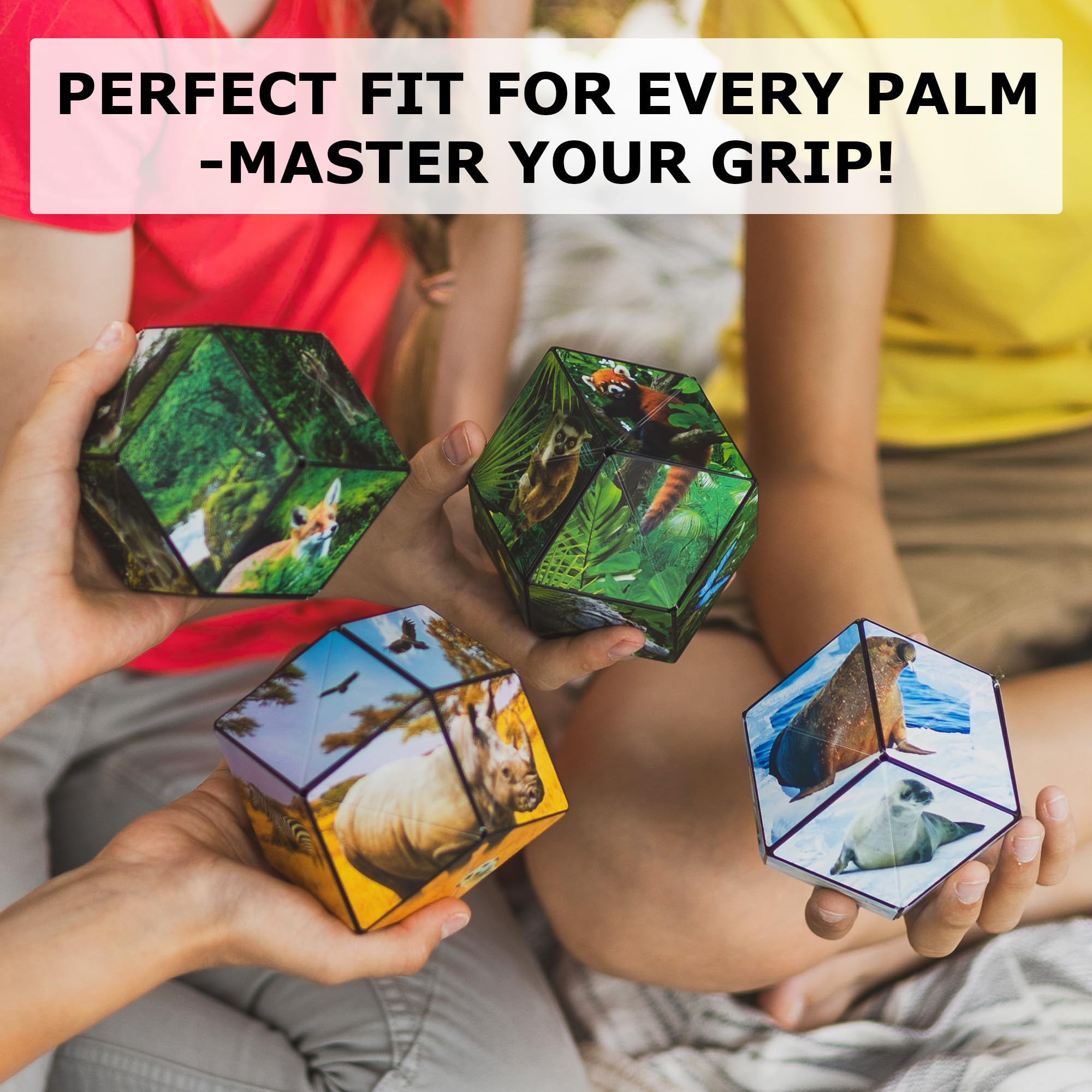 Shashibo sensory toy provides calming focus and stress-relief through tactile manipulation.