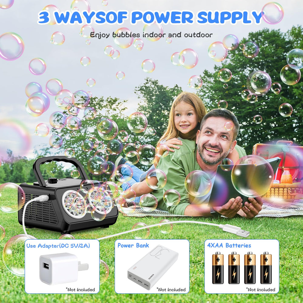 SHCKE bubble machine battery operation enables outdoor play.