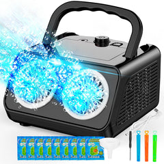 SHCKE bubble machine front view shows compact, kid-friendly design for outdoor fun.