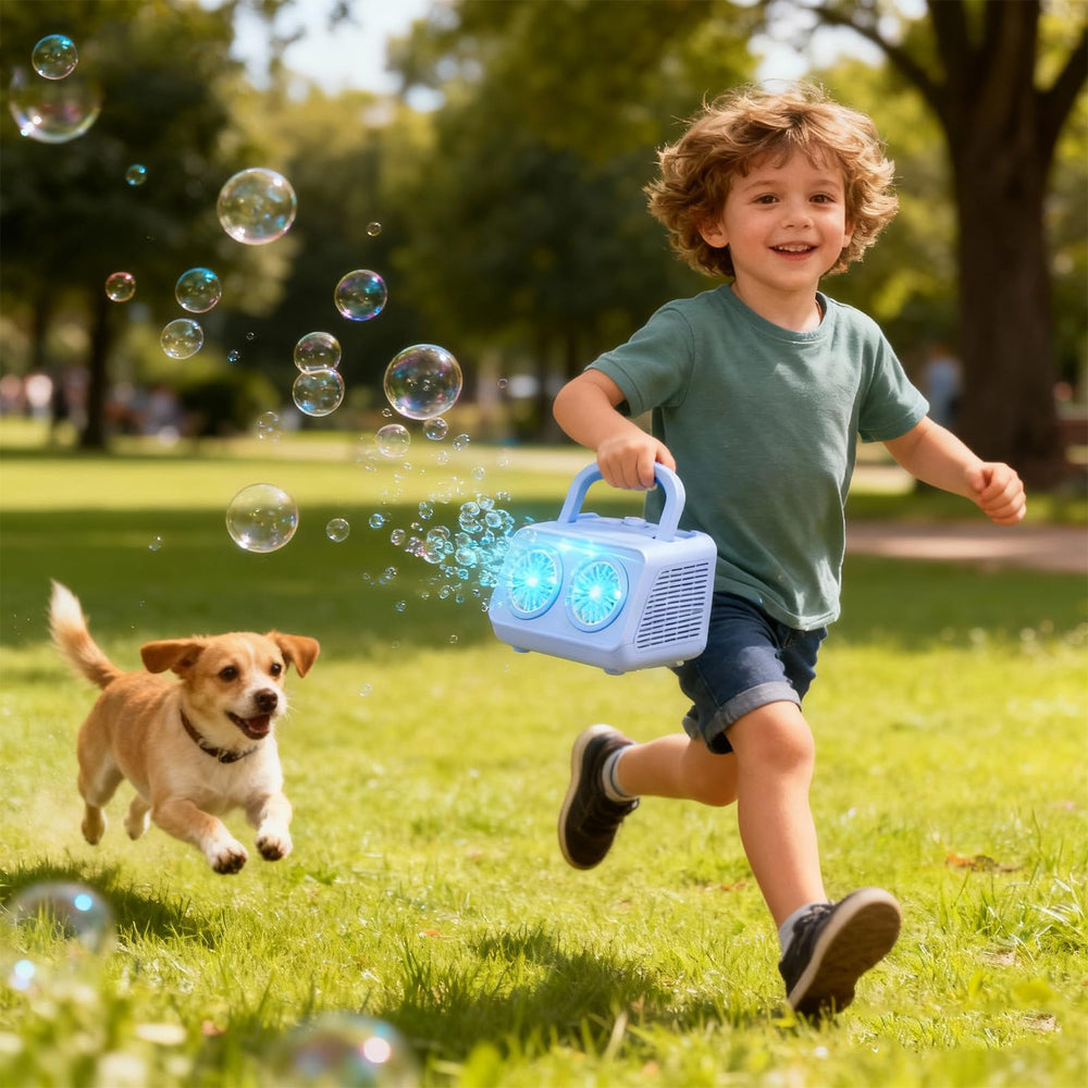 SHCKE bubble maker enhances outdoor moments for kids, pets, and adults.
