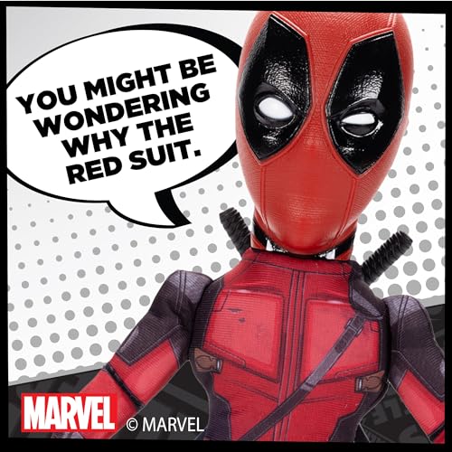 Deadpool plush close-up of red and black suit detail