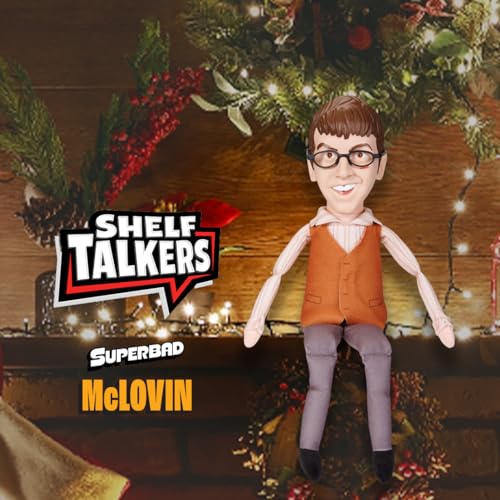 Close-up of Shelf Talkers McLovin plush face and details