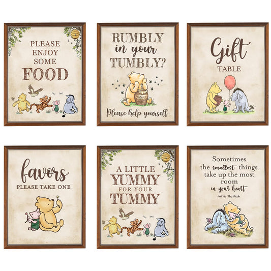 SHELLBOBO Winnie Bear table sign 8x10 enhances baby shower table decor and charm.