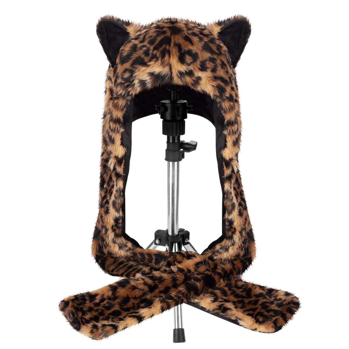 ShellKingdom Leopard plush hat hood provides warm, cozy comfort.