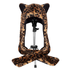 ShellKingdom Leopard plush hat hood provides warm, cozy comfort.