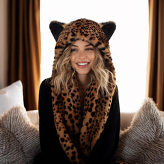 ShellKingdom Snow Leopard plush hat delivers soft insulation.