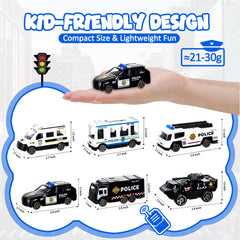 Shellvcase kids enjoy portable, travel-friendly play with compact police car set.