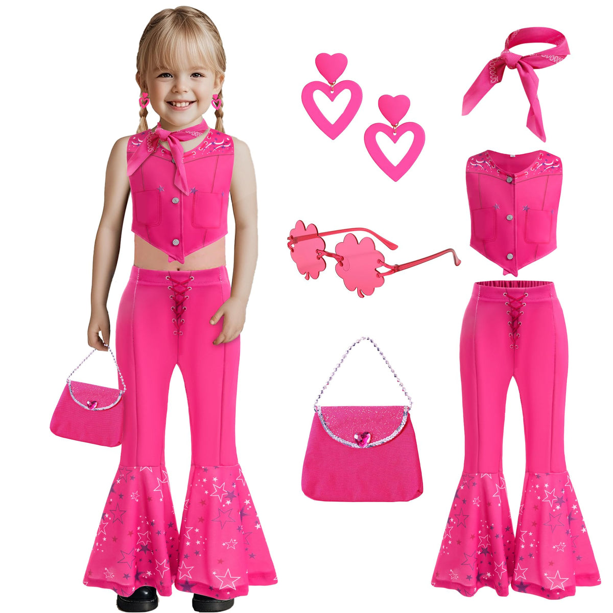 SHELOVESIT Girls Movie Doll Costume with rose vest for a chic western vibe