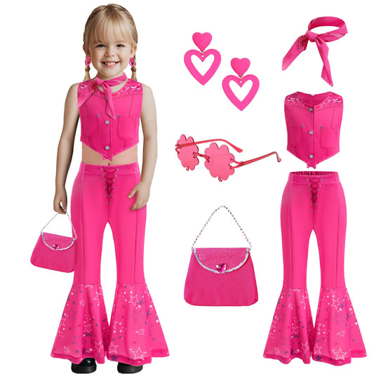 SHELOVESIT Girls Movie Doll Costume with rose vest for a chic western vibe