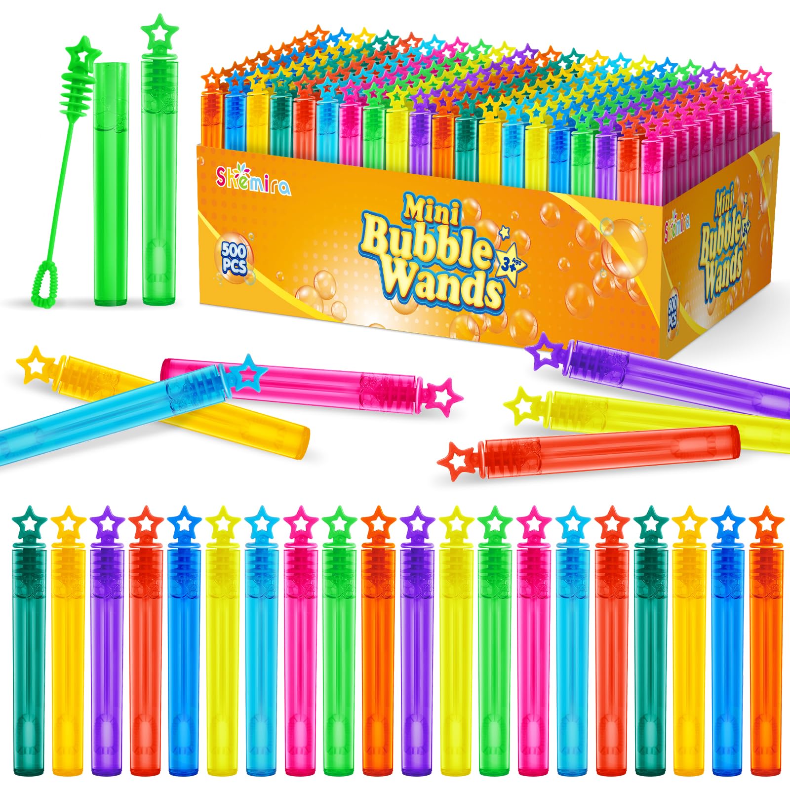 Shemira bubble wand bulk set of 500 pieces in neon colors for parties