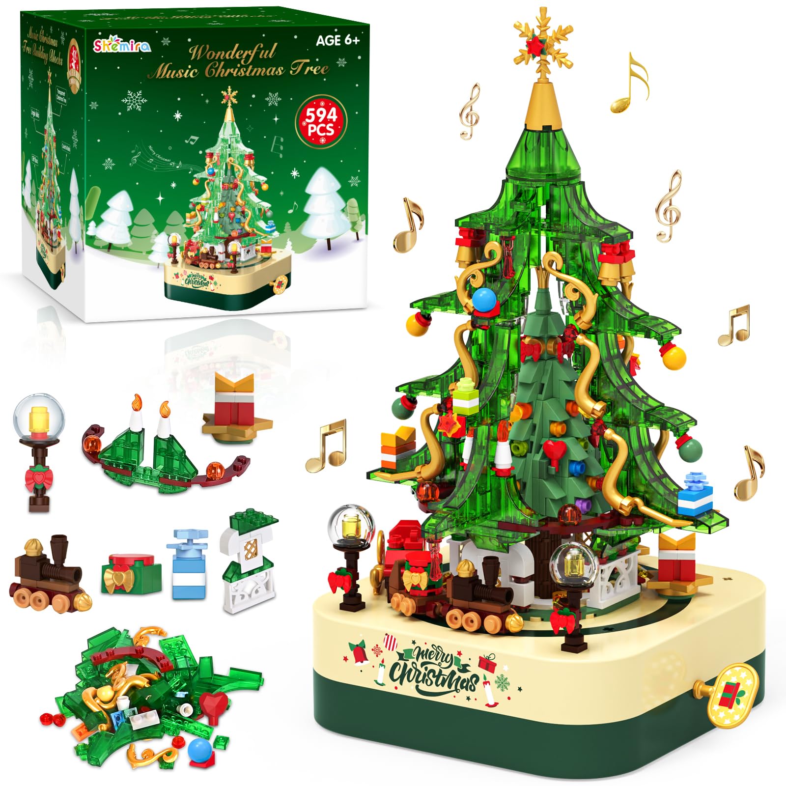Shemira Christmas tree building blocks assembled as a festive centerpiece.