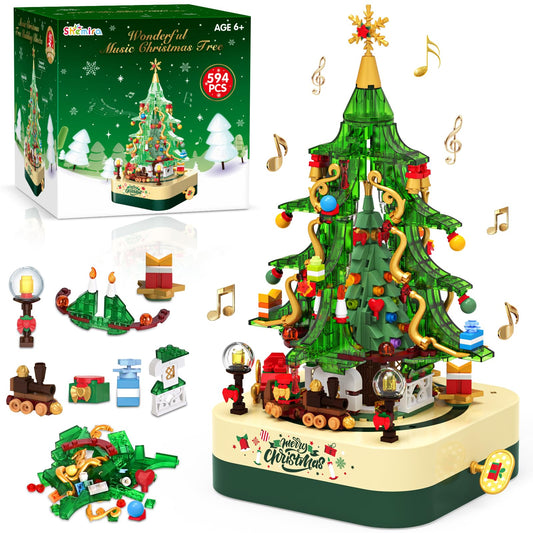 Shemira Christmas tree building blocks assembled as a festive centerpiece.