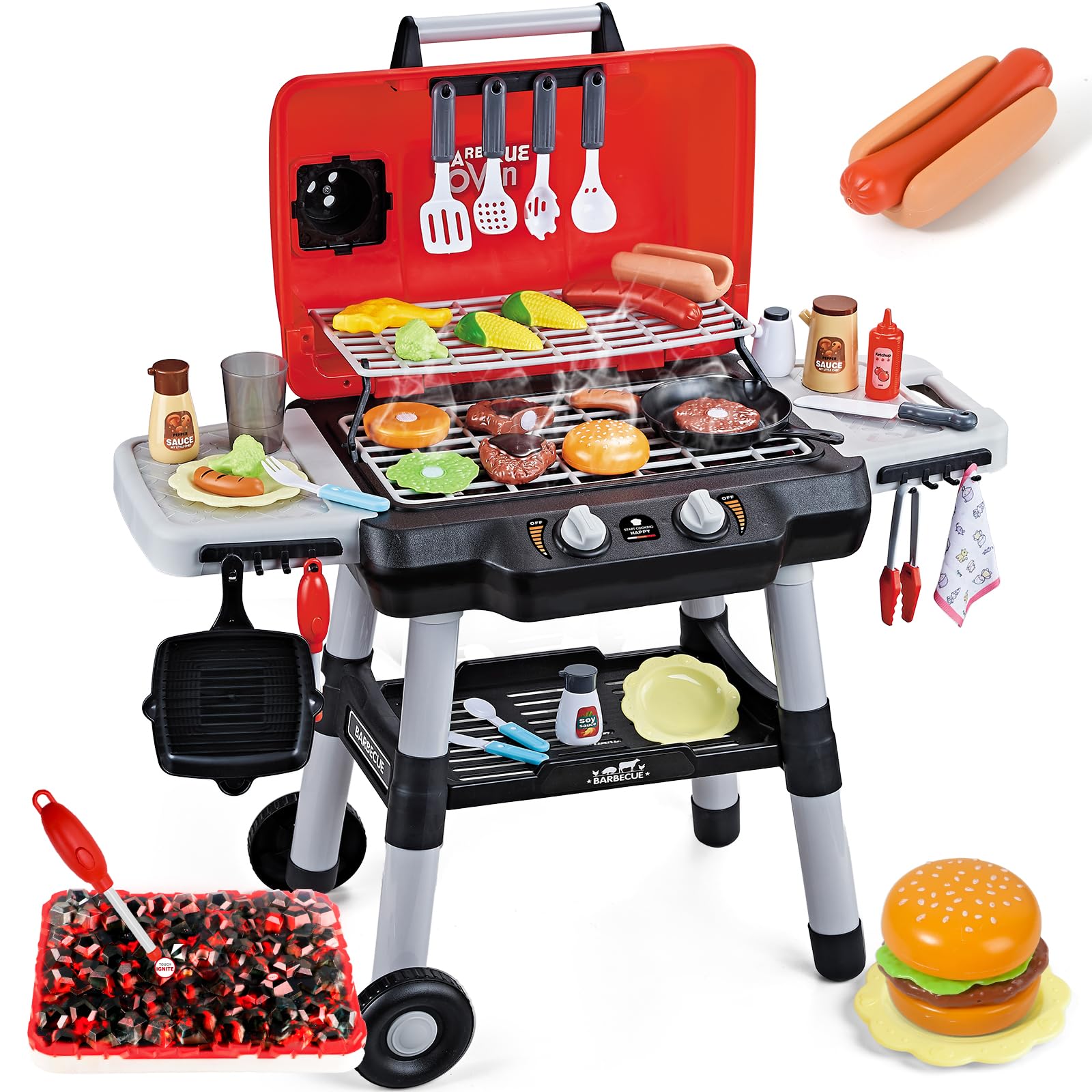 Shemira kids grill playset with spacious 2-tier design for imaginative cooking