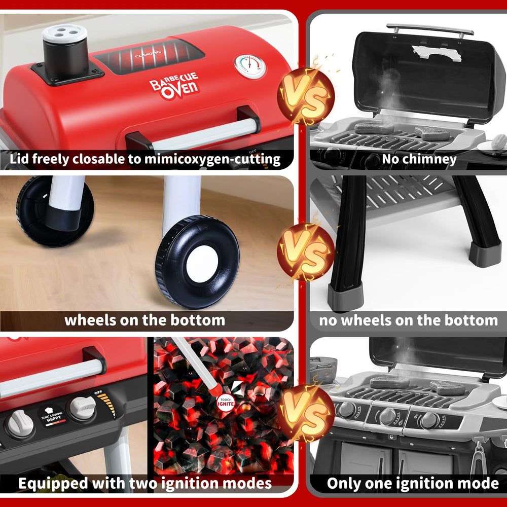 Shemira rolling cart lets toddlers move the grill across grass or floor