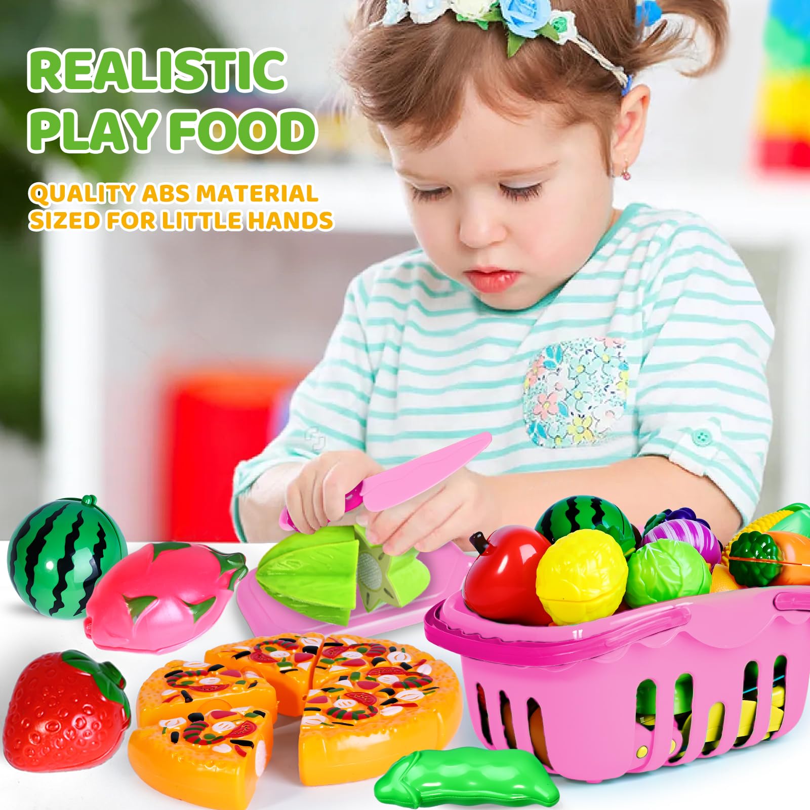 Shemira kitchen knives and cutting boards provide safe pretend cooking exploration for toddlers