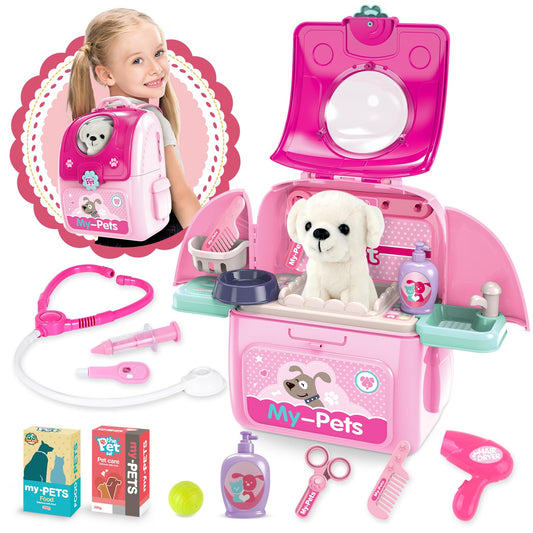 Shemira pet doctor set with plush dog for imaginative vet play