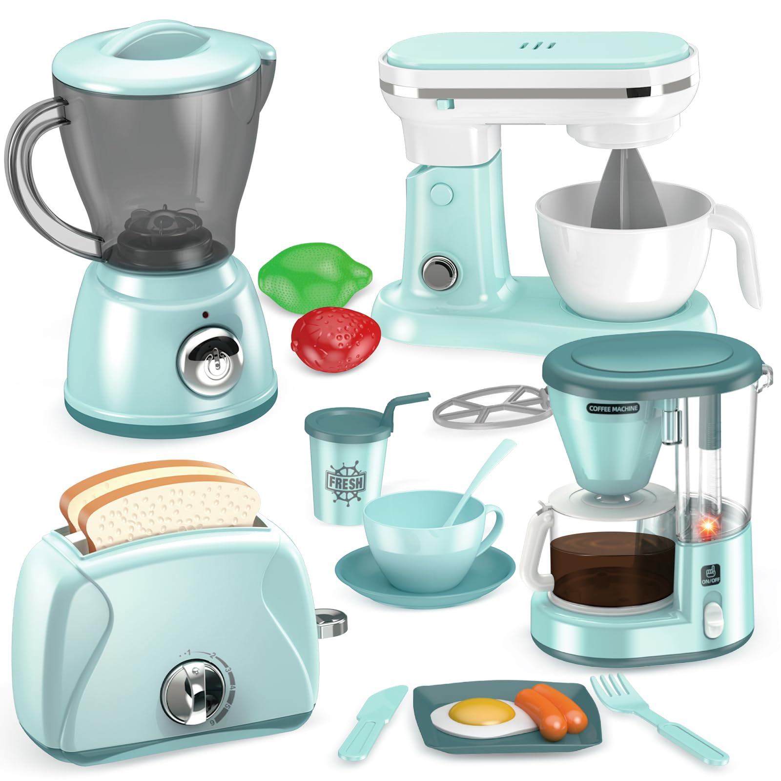 Shemira play kitchen coffee maker in action for pretend morning drinks