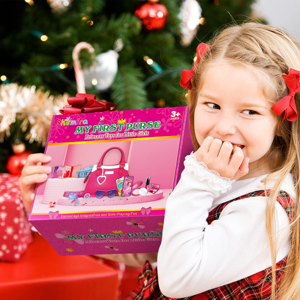 Shemira Play Purse pink zipper closure and adjustable strap for easy carry.