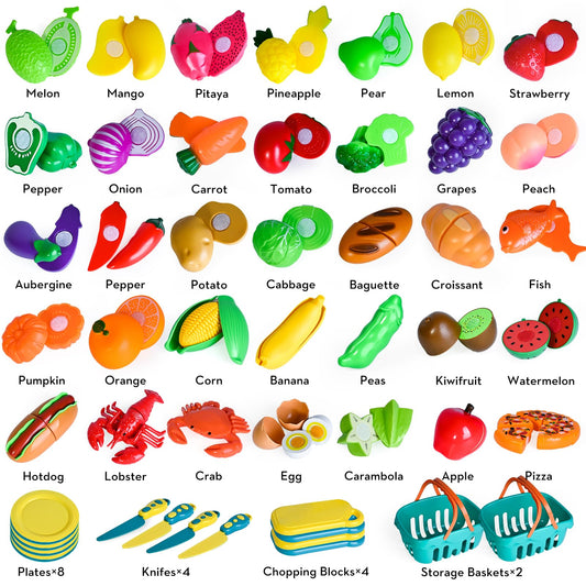 Shemira pretend food plates display colorful dinnerware for creative role-play.