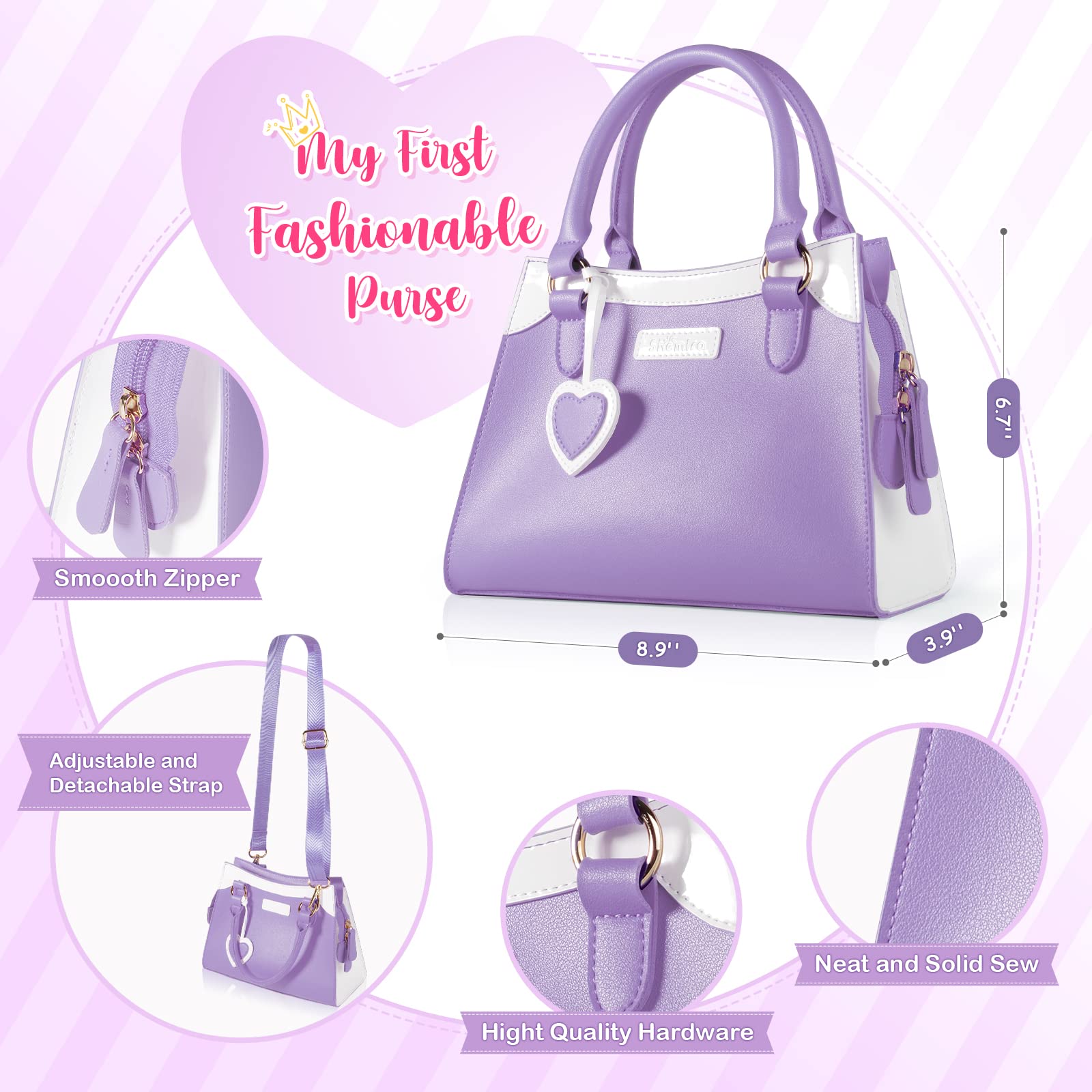 Shemira Play Purse zipper closure shown for easy use by little hands