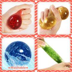 Shemira stretchy glitter balls for kids to squeeze and enjoy during cards.
