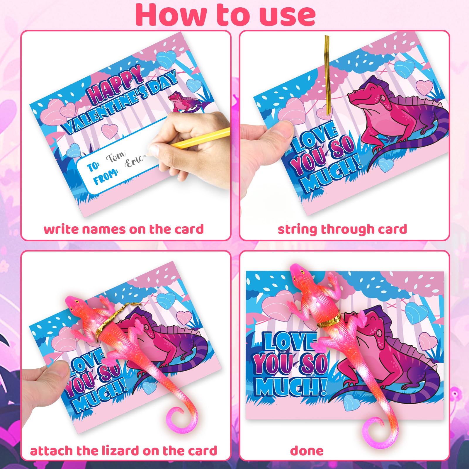 Shemira valentine design-2 card features a different lizard illustration.