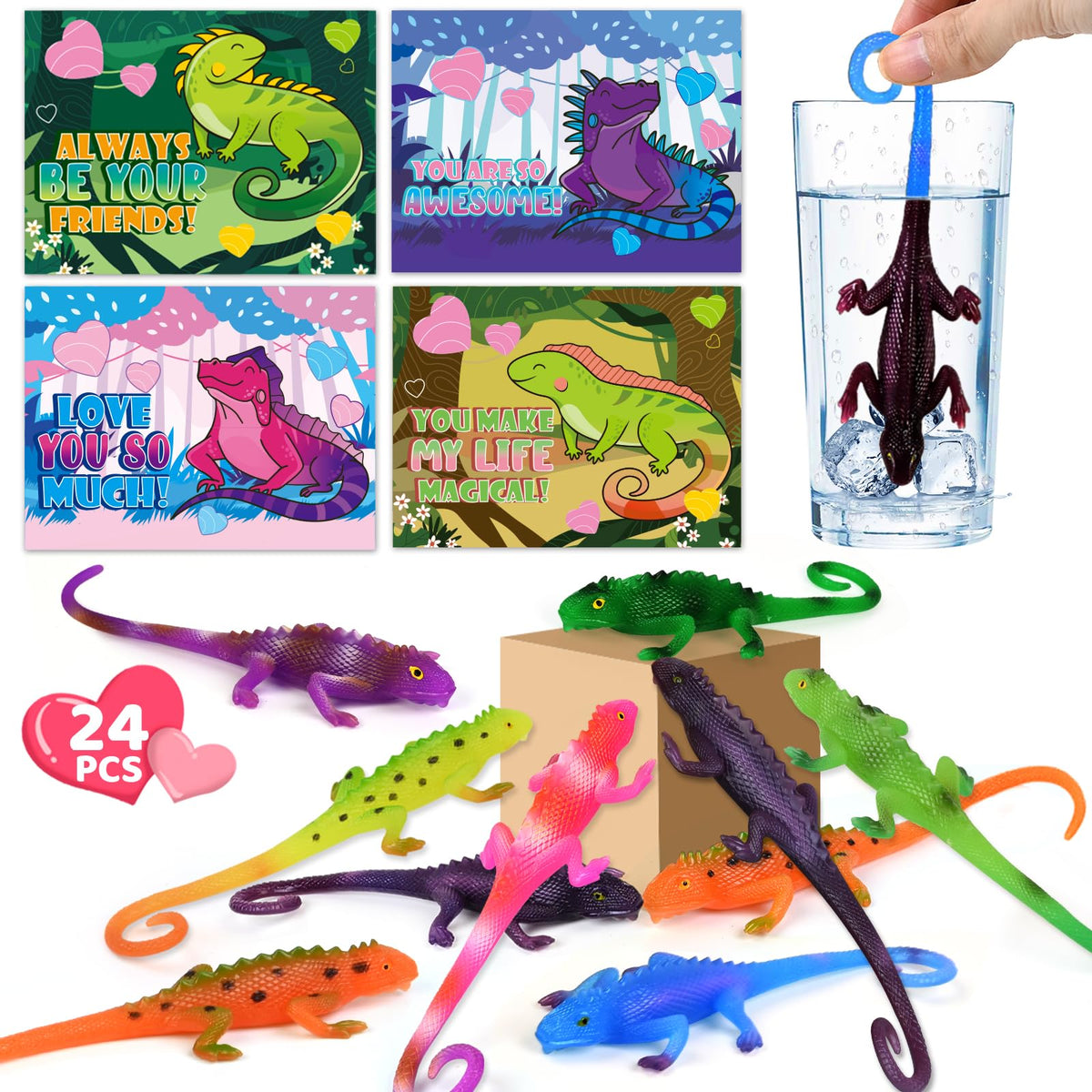 Shemira Valentine cards with color-changing lizards for classroom exchanges.