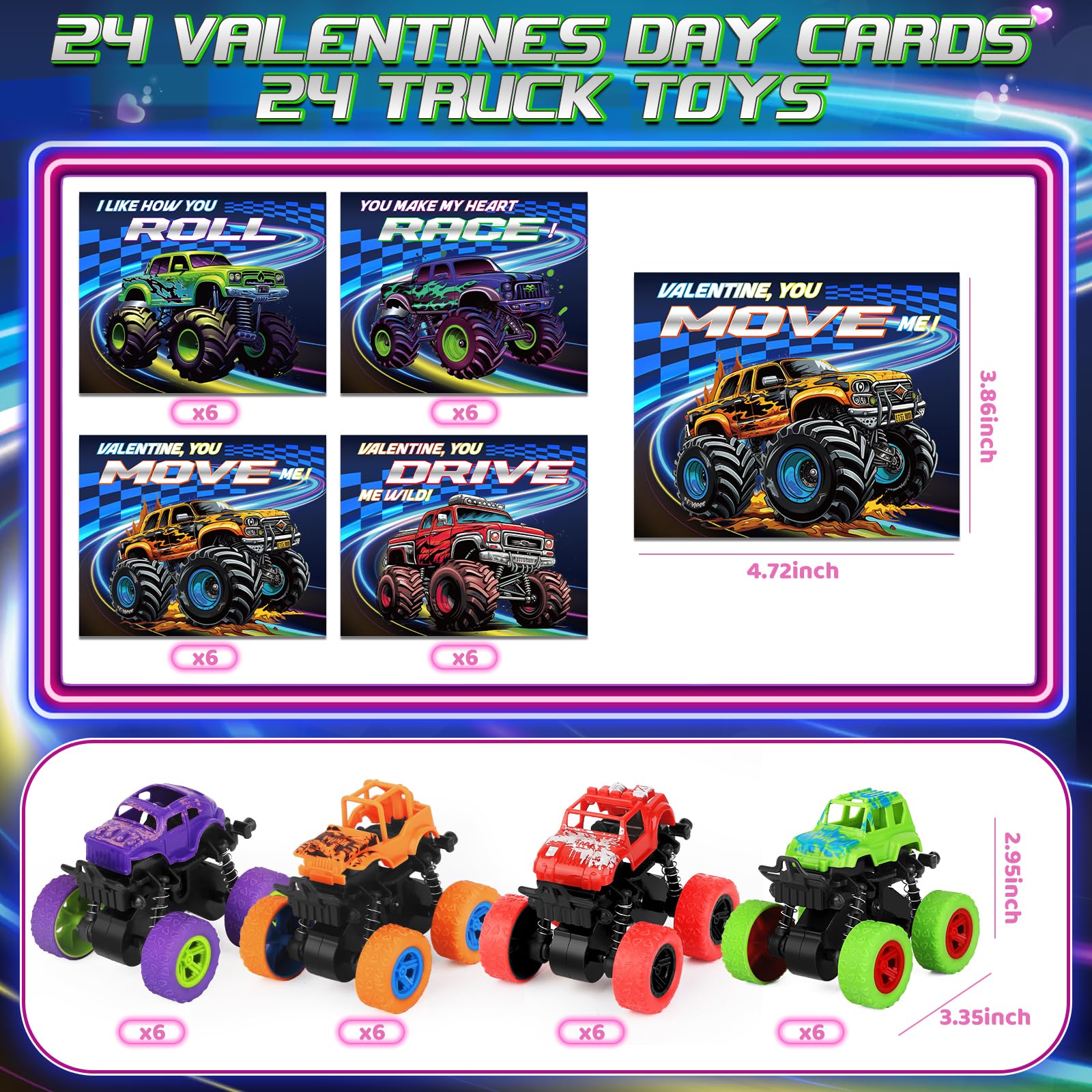 Shemira valentines cards for kids with graffiti design paired to trucks