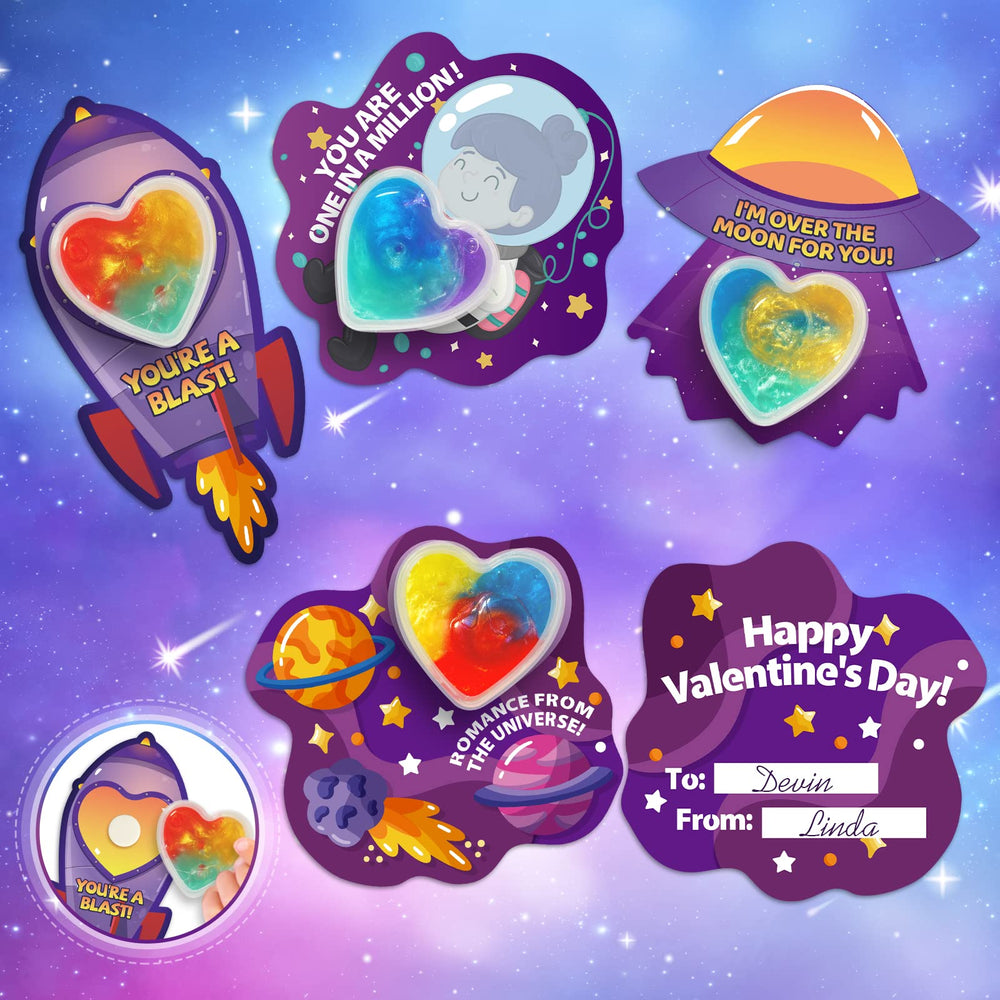 Shemira Valentines heart slime cards set 2 showing galaxy slime colors for exchanges