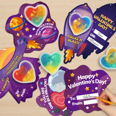 Shemira Valentines heart slime cards set 4 includes space-themed card designs