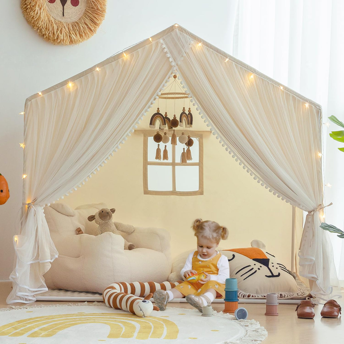 Sherilyn Kids Play Tent with padded mat creates a soft play area for toddlers
