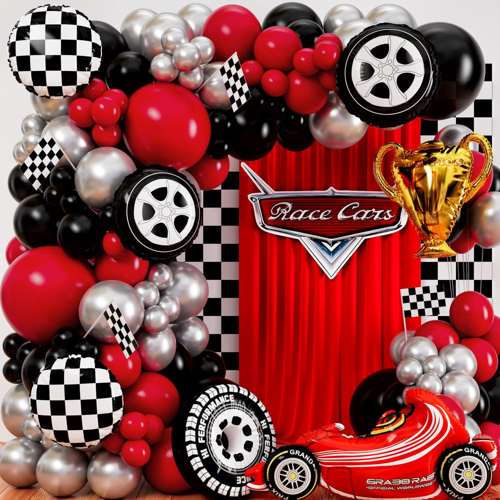 SHERYL DECOR all-in-1 race car arch kit for quick Cars party backdrops