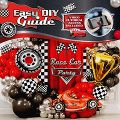 SHERYL DECOR checkered-pattern balloons create authentic race theme