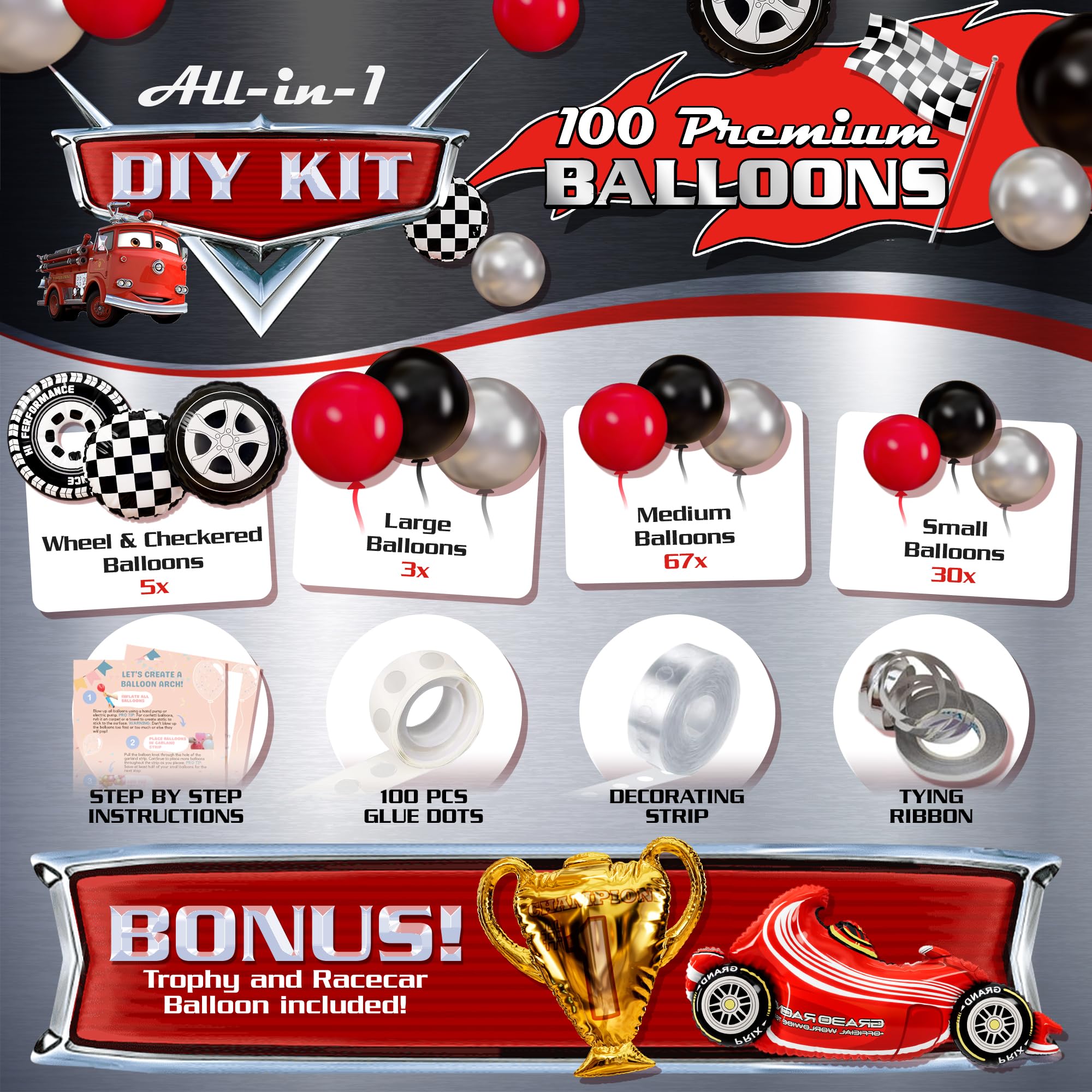 SHERYL DECOR race car wheel balloon adds dynamic table decor