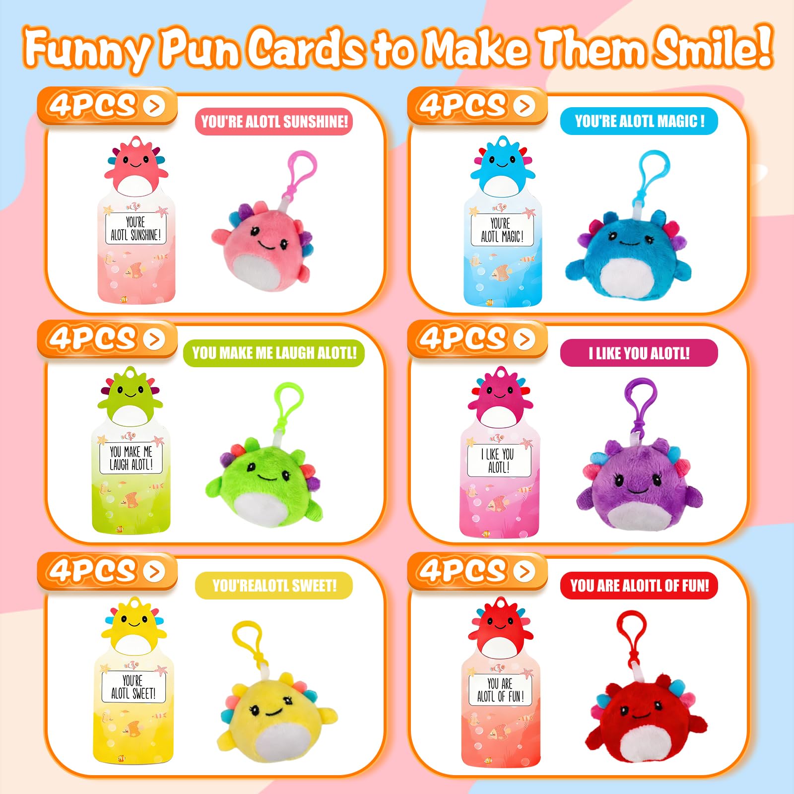 Shestal red axolotl plush keychain adds color to pencil cases and zippers.
