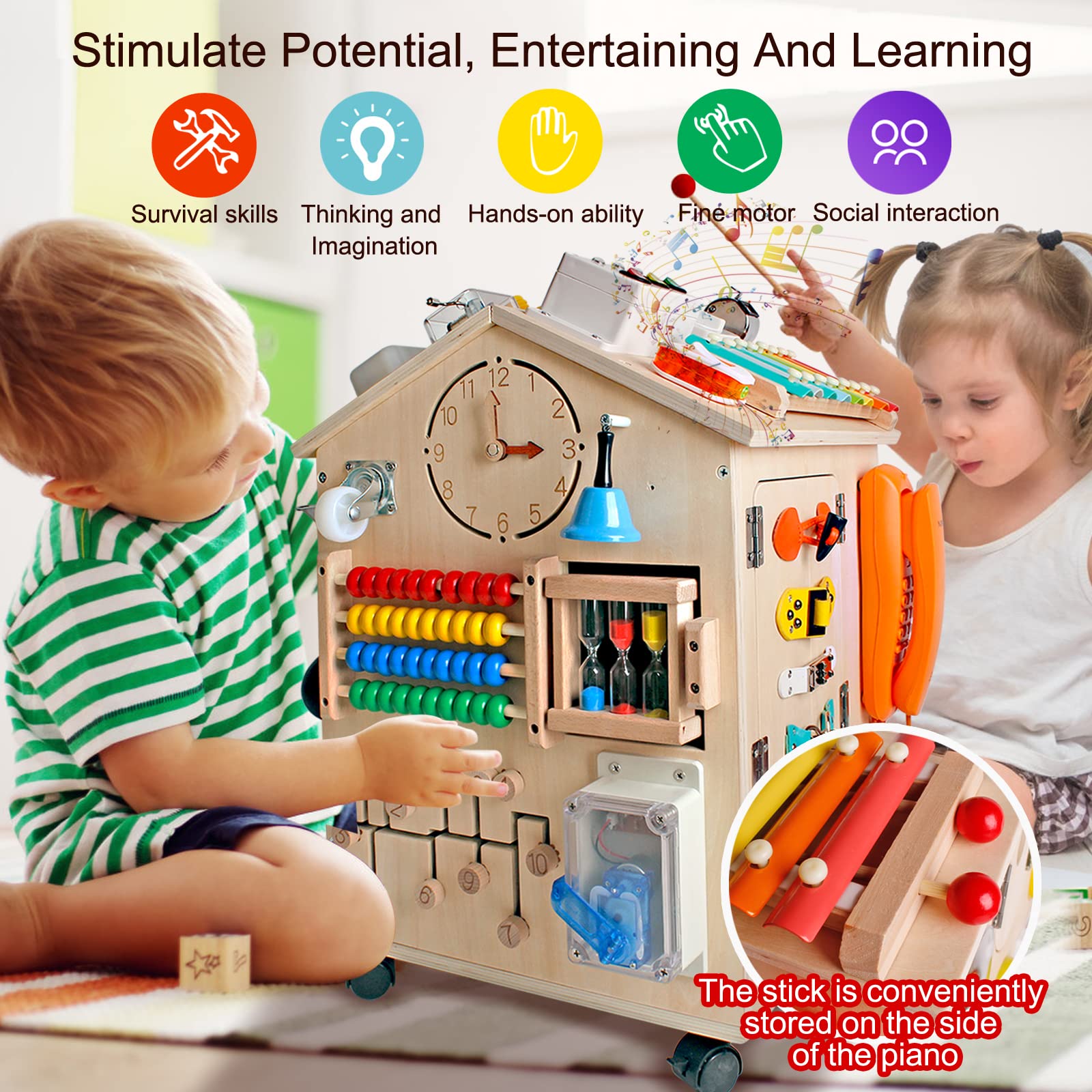 SHIERDU Busy House abacus and shapes foster early math and visual matching