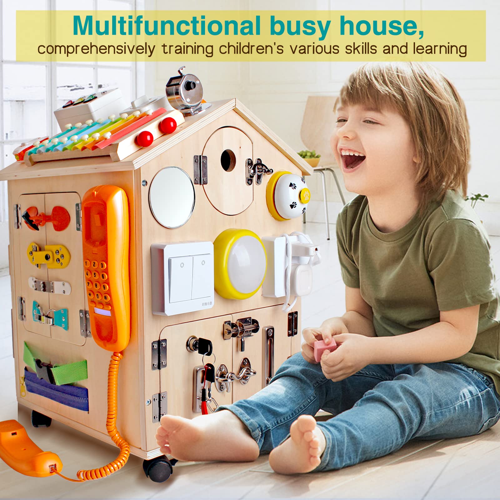 SHIERDU Busy House xylophone and bells provide sensory play and musical exploration