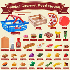 Shimfun Global Cuisine Kitchen accessories like chopsticks and condiments enhance authentic pretend dining