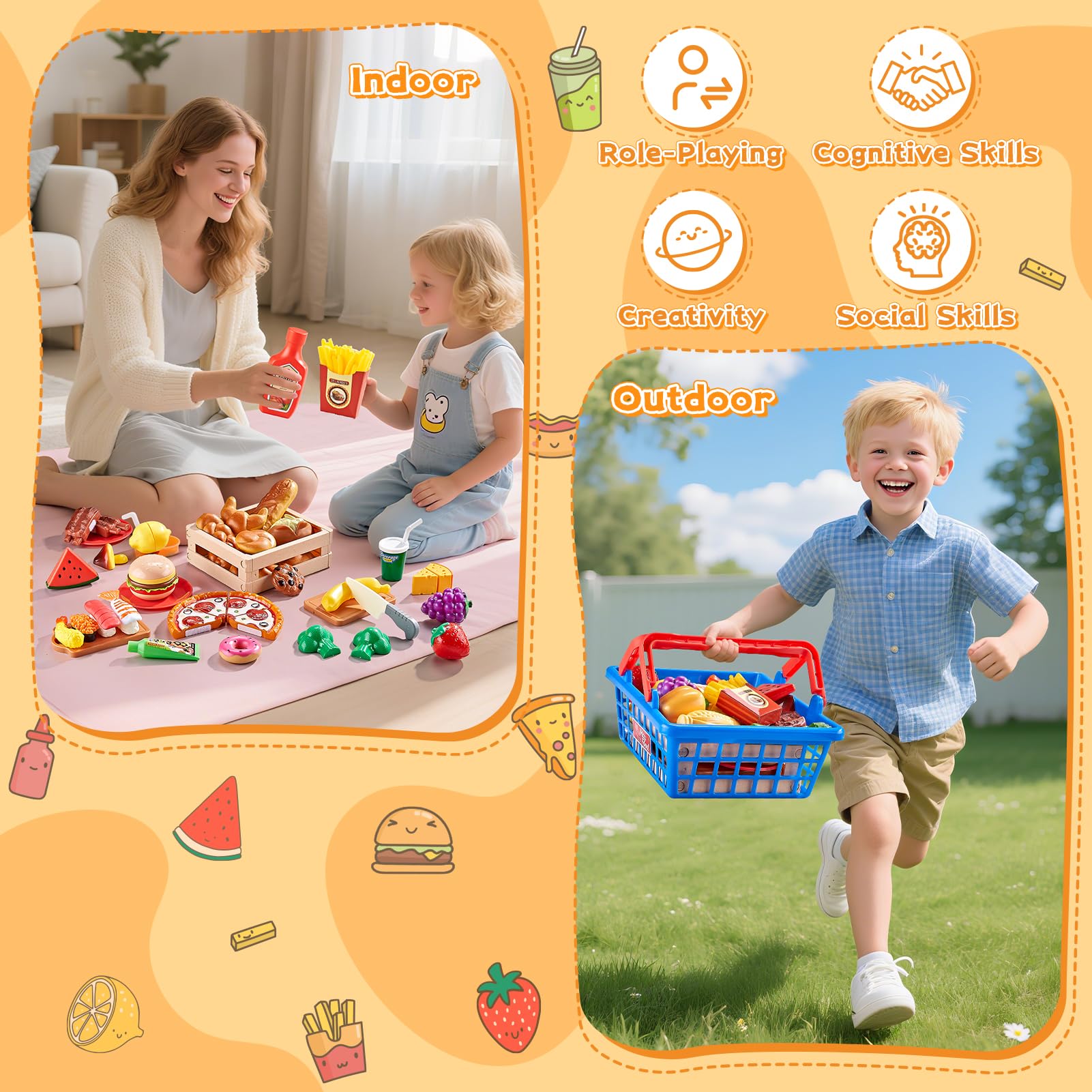 Shimfun Global Cuisine Fruits and Vegetables promote healthy play scenarios and color learning